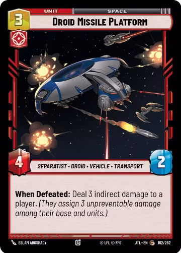 Droid Missile Platform (162/262), Jump to Lightspeed — Star Wars card price