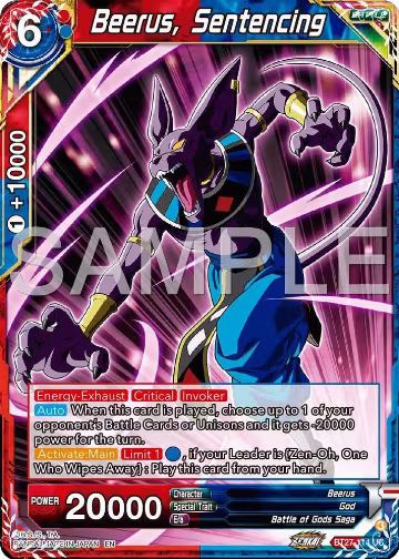 Beerus, Sentencing (BT27-114), History of Z — DB Super card price