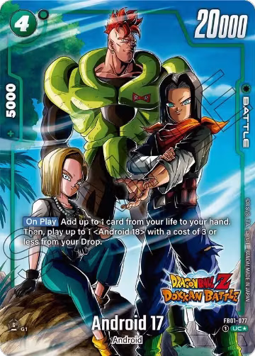 Android 17 - FB01-077 (Dragon Ball Z Dokkan Battle Alternate Art) (FB01-077), Awakened Pulse Alternate Art Reprints — DB Fusion card price