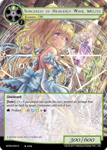 Sorceress of Heavenly Wind, Melfee (MP02-023 N), Masterpiece Collection 02 "Fates Reunited!" — Force of Will card price