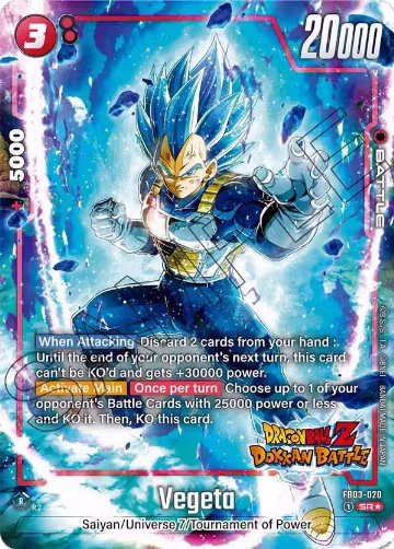 Vegeta - FB03-020 (Dragon Ball Z Dokkan Battle Alternate Art) (FB03-020), Raging Roar Alternate Art Reprints — DB Fusion card price