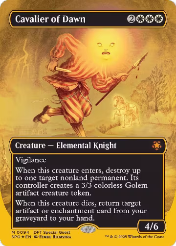 Cavalier of Dawn (Borderless) (First-Place Foil) (94), Special Guests — Magic card price