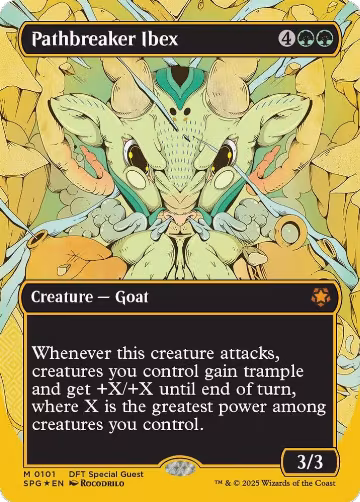Pathbreaker Ibex (Borderless) (First-Place Foil) (101), Special Guests — Magic card price