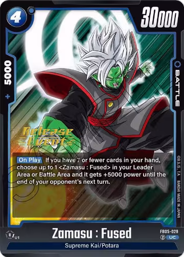 Zamasu : Fused (FB05-029), New Adventure Release Event Cards — DB Fusion card price