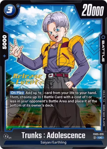 Trunks : Adolescence (FB05-035), New Adventure Release Event Cards — DB Fusion card price