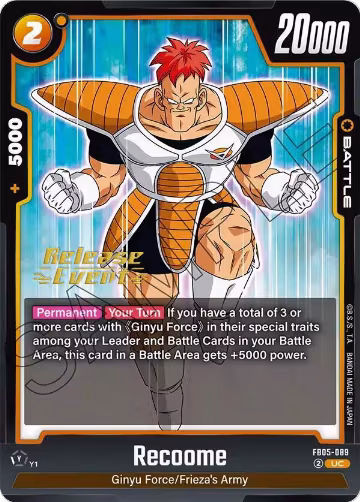 Recoome (FB05-089), New Adventure Release Event Cards — DB Fusion card price