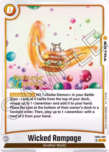 Wicked Rampage (FB05-093), New Adventure Release Event Cards — DB Fusion card price