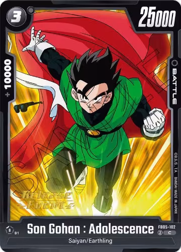 Son Gohan : Adolescence - FB05-102 (FB05-102), New Adventure Release Event Cards — DB Fusion card price