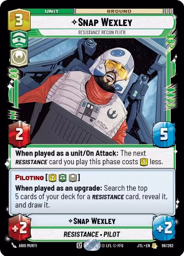 Snap Wexley - Resistance Recon Flier (098/262), Jump to Lightspeed — Star Wars card price