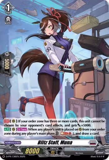 Blitz Staff, Muna (D-PR/736EN) (Foil) (D-PR/736EN), D Promo Cards — Vanguard card price