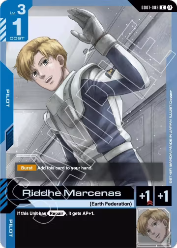 Riddhe Marcenas (GD01-089), Edition Beta — Gundam card price