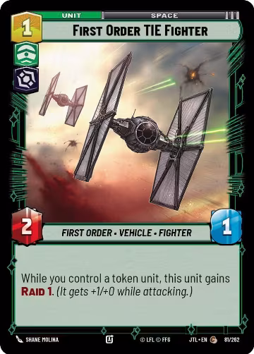 First Order TIE Fighter (081/262), Jump to Lightspeed — Star Wars card price