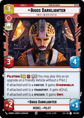 Biggs Darklighter - They'll Never Stop Us (150/262), Jump to Lightspeed — Star Wars card price