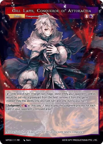 Gill Lapis, Conqueror of Attoractia // Gill Lapis, Rebel of Darkest Fires (MP02-111 JR), Masterpiece Collection 02 "Fates Reunited!" — Force of Will card price