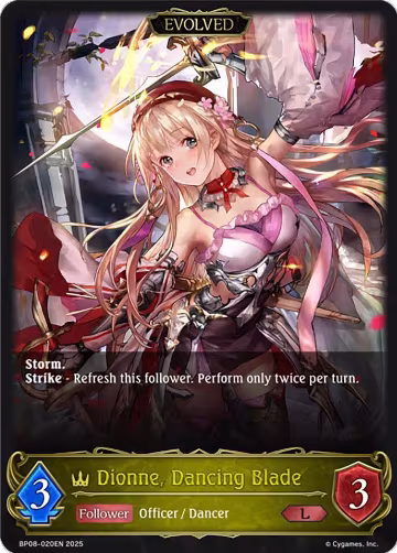 Dionne, Dancing Blade (Evolved) (BP08-020EN), Alterchaotica — Shadowverse card price