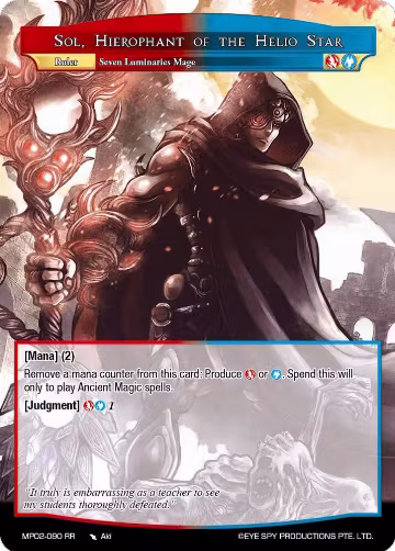 Sol, Hierophant of the Helio Star // Sol, Dark Commander of Steam (MP02-090 JR), Masterpiece Collection 02 "Fates Reunited!" — Force of Will card price