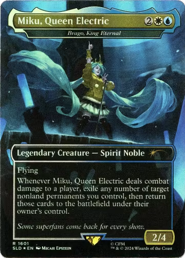 Miku, Queen Electric - Brago, King Eternal (Rainbow Foil) (1601), Secret Lair Drop Series — Magic card price