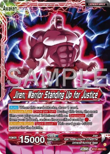 Jiren // Jiren, Warrior Standing Up for Justice (BT27-002), History of Z — DB Super card price