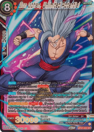 Son Gohan, Unlimited Potential (BT27-022), History of Z — DB Super card price