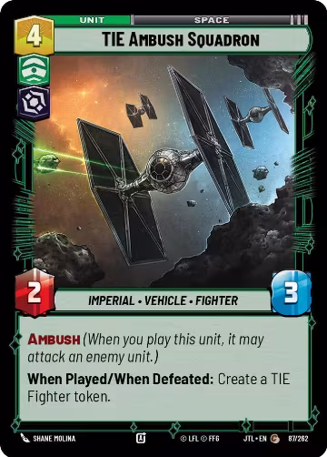 TIE Ambush Squadron (087/262), Jump to Lightspeed — Star Wars card price