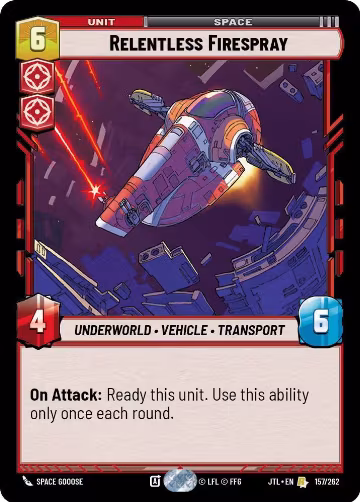 Relentless Firespray (157/262), Jump to Lightspeed — Star Wars card price