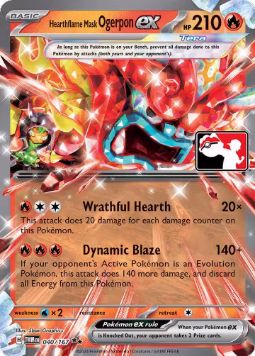 Hearthflame Mask Ogerpon ex - 040/167 (040/167), Prize Pack Series Cards — Pokémon card price