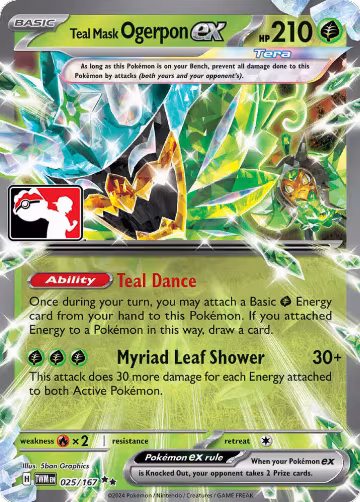 Teal Mask Ogerpon ex - 025/167 (Prize Pack Series 6) (025/167), Prize Pack Series Cards — Pokémon card price