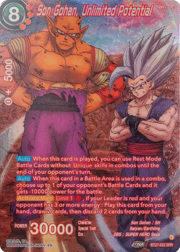 Son Gohan, Unlimited Potential (SPR) (BT27-022), History of Z — DB Super card price