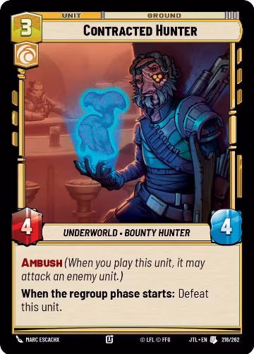 Contracted Hunter (216/262), Jump to Lightspeed — Star Wars card price