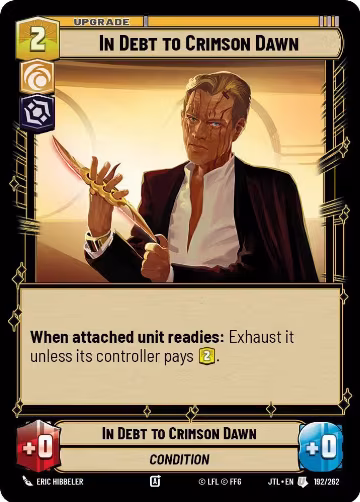 In Debt to Crimson Dawn (192/262), Jump to Lightspeed — Star Wars card price