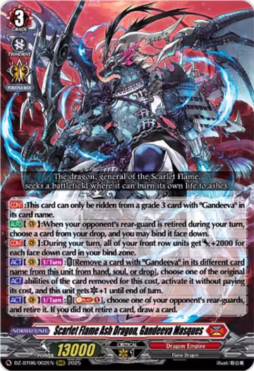 Scarlet Flame Ash Dragon, Gandeeva Masques (DZ-BT06/002EN), DZ-BT06: Generation Dragenesis — Vanguard card price