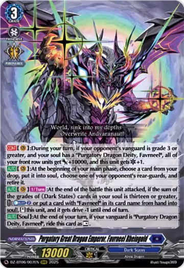 Purgatory Great Dragon Emperor, Favrneel Rheingold (DZ-BT06/007EN), DZ-BT06: Generation Dragenesis — Vanguard card price