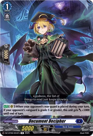 Document Decipher (DZ-BT06/054EN), DZ-BT06: Generation Dragenesis — Vanguard card price