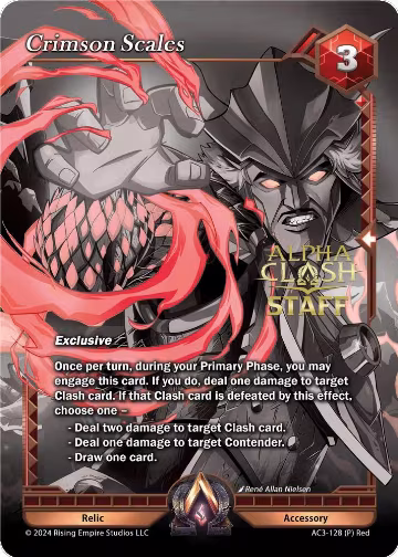 Crimson Scales (Staff Promo) (AC3-128), Unrivaled — Alpha Clash card price