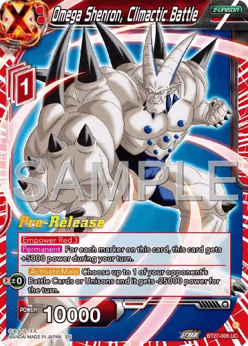 Omega Shenron, Climactic Battle (BT27-006), History of Z Pre-Release Cards — DB Super card price
