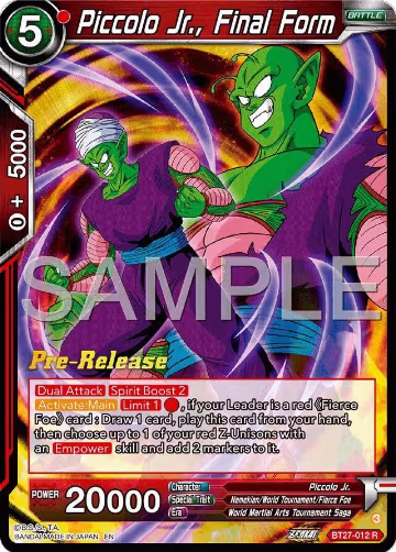 Piccolo Jr., Final Form (BT27-012), History of Z Pre-Release Cards — DB Super card price