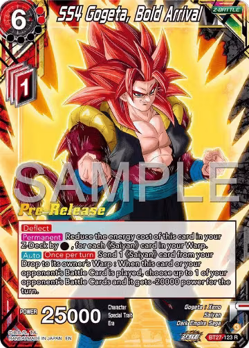 SS4 Gogeta, Bold Arrival (BT27-123), History of Z Pre-Release Cards — DB Super card price