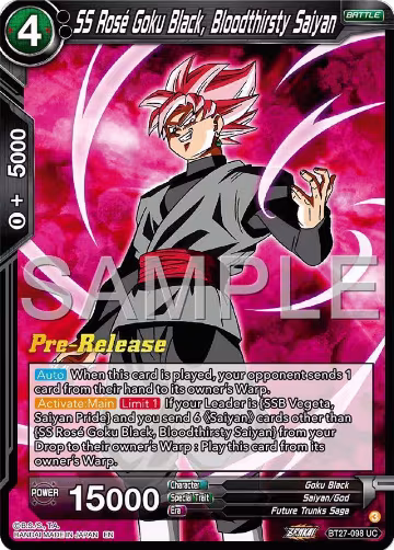 SS Rose Goku Black, Bloodthisty Saiyan (BT27-098), History of Z Pre-Release Cards — DB Super card price