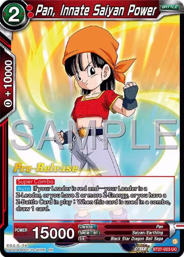 Pan, Innate Saiyan Power (BT27-023), History of Z Pre-Release Cards — DB Super card price