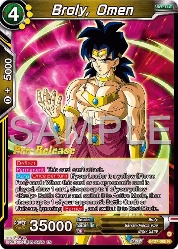 Broly, Omen (BT27-085), History of Z Pre-Release Cards — DB Super card price