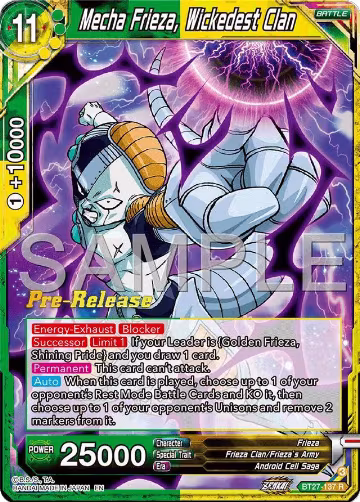 Mecha Frieza, Wickedest Clan (BT27-137), History of Z Pre-Release Cards — DB Super card price
