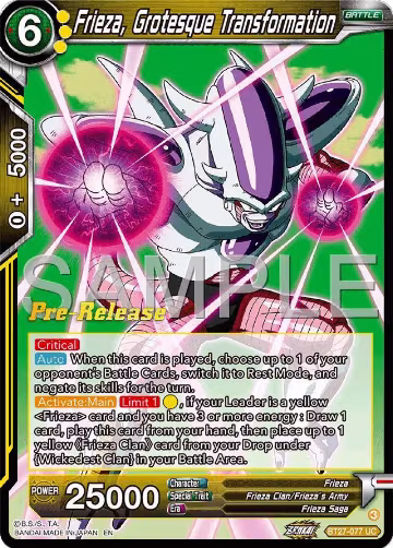 Frieza, Grotesque Transfornation (BT27-077), History of Z Pre-Release Cards — DB Super card price