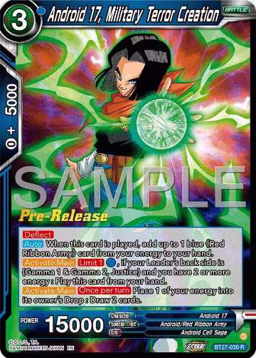 Android 17, Military Terror Creation (BT27-030), History of Z Pre-Release Cards — DB Super card price