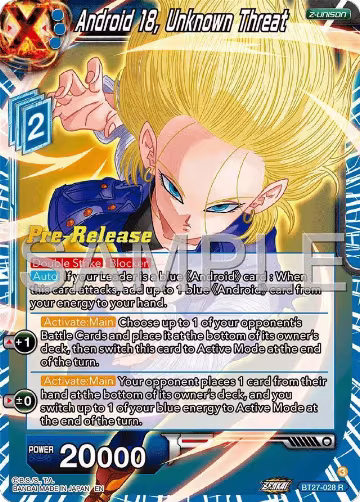 Android 18, Unknown Threat (BT27-028), History of Z Pre-Release Cards — DB Super card price