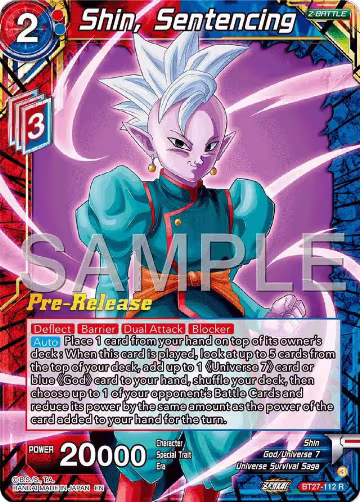 Shin, Sentencing (BT27-112), History of Z Pre-Release Cards — DB Super card price
