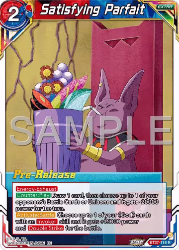 Satisfying Parfait (BT27-118), History of Z Pre-Release Cards — DB Super card price