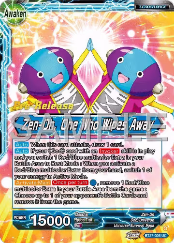 Zen-Oh // Zen-Oh, One Who Wipes Away (BT27-026), History of Z Pre-Release Cards — DB Super card price