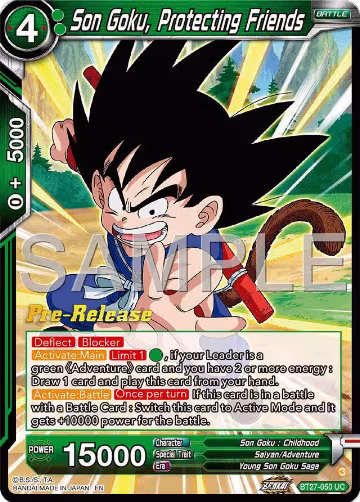 Son Goku, Protecting Friends (BT27-050), History of Z Pre-Release Cards — DB Super card price