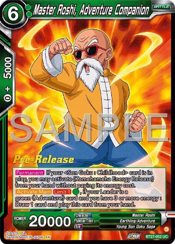 Master Roshi, Adventure Companion (BT27-052), History of Z Pre-Release Cards — DB Super card price