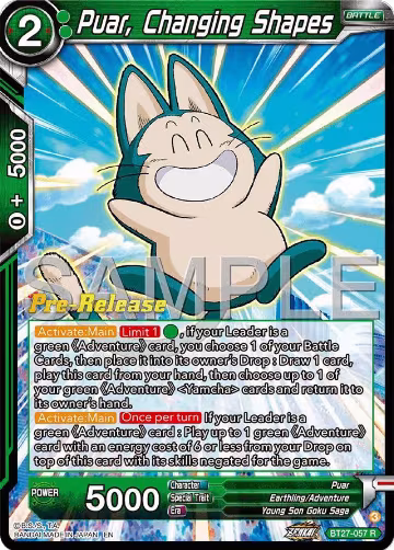 Puar, Changing Shapes (BT27-057), History of Z Pre-Release Cards — DB Super card price